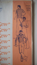 70's Men's Tab front T-shirt pattern 1750 size 34 36 38 40 42 44 46 48 UNCUT