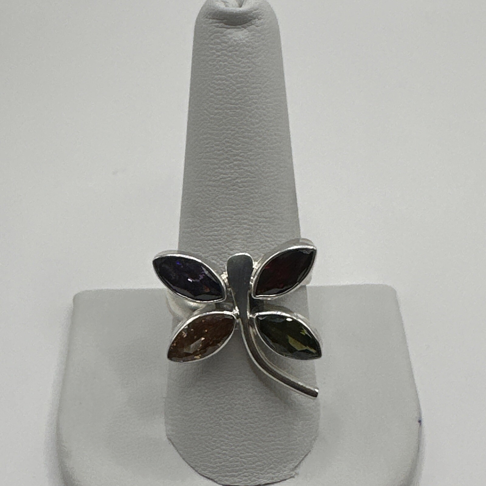 Minimalist Multi-Gem Adjustable Dragonfly Sterlin… - image 2