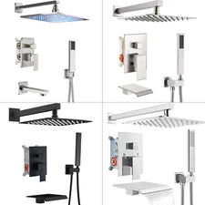 Bathroom Shower Faucet Set Complete with Tub Spout 3-Way Rain Shower System