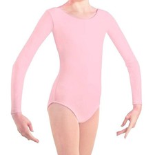 Body Wrappers BWC126 Girl's Size 3-4 Fits 1-3 Light Pink Long Sleeve Leotard