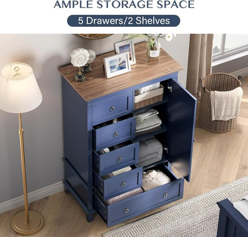 Farmhouse 5 Drawer Dresser for Bedroom,49" Tall Modern Dresser with Storage - Picture 4 of 8