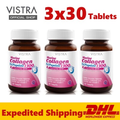 3x VISTRA MARINE COLLAGEN TriPeptide 1300 Plus Coenzym Q10 Supplement