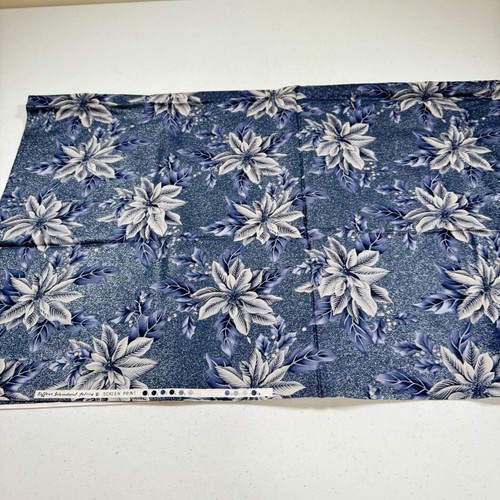 hoffman fabric blue winter floral 42x73 2 yards - Picture 2 of 11