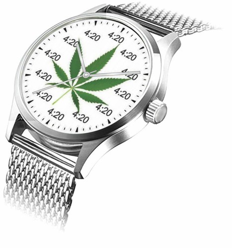 "4:20" Is The Time At Every Hour On The Cannabis Dial Of The Large Stoners Watch - Picture 2 of 4