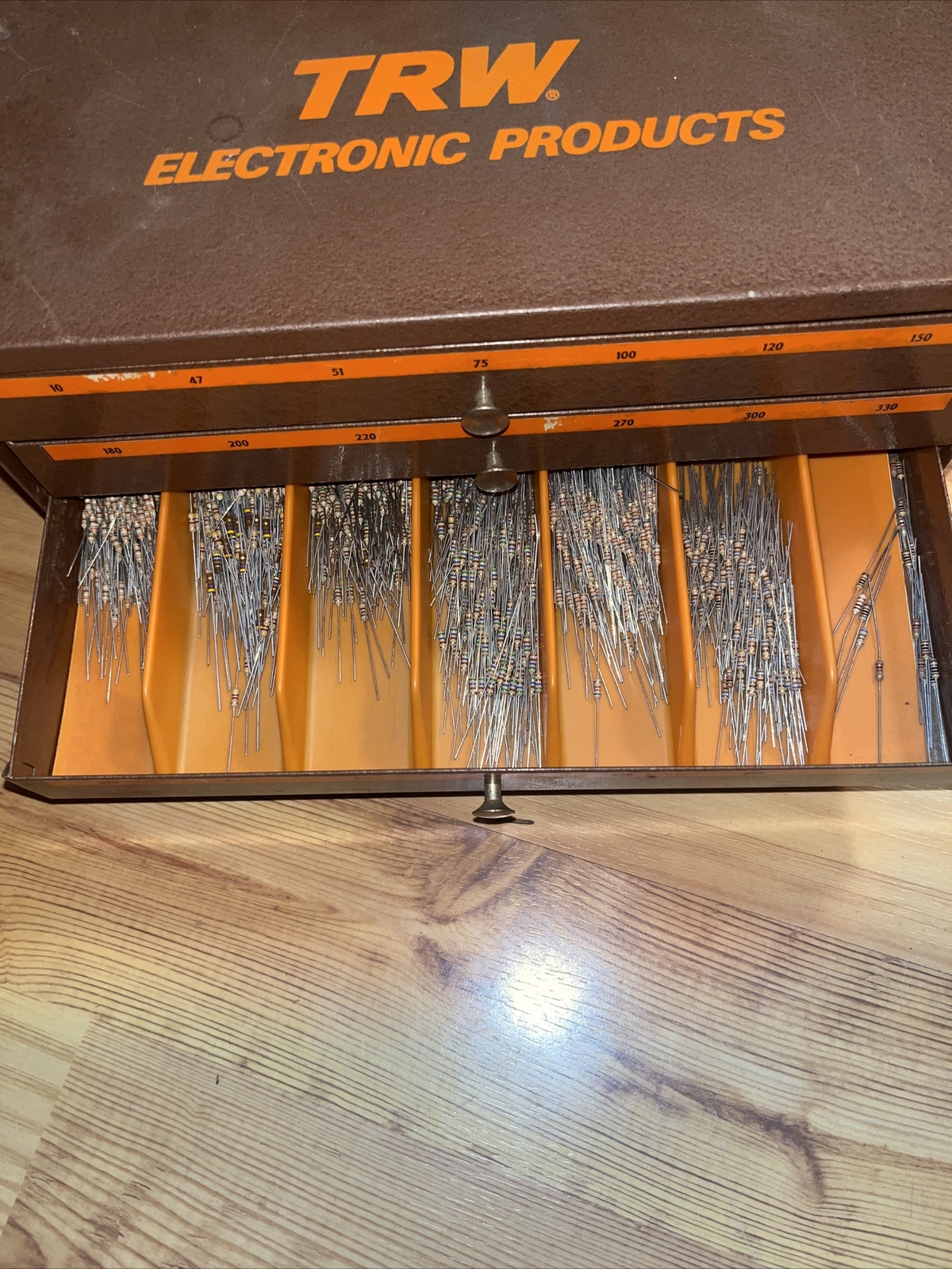 Vintage TRW Electronic Products Parts Drawer Resistors Lot Mix