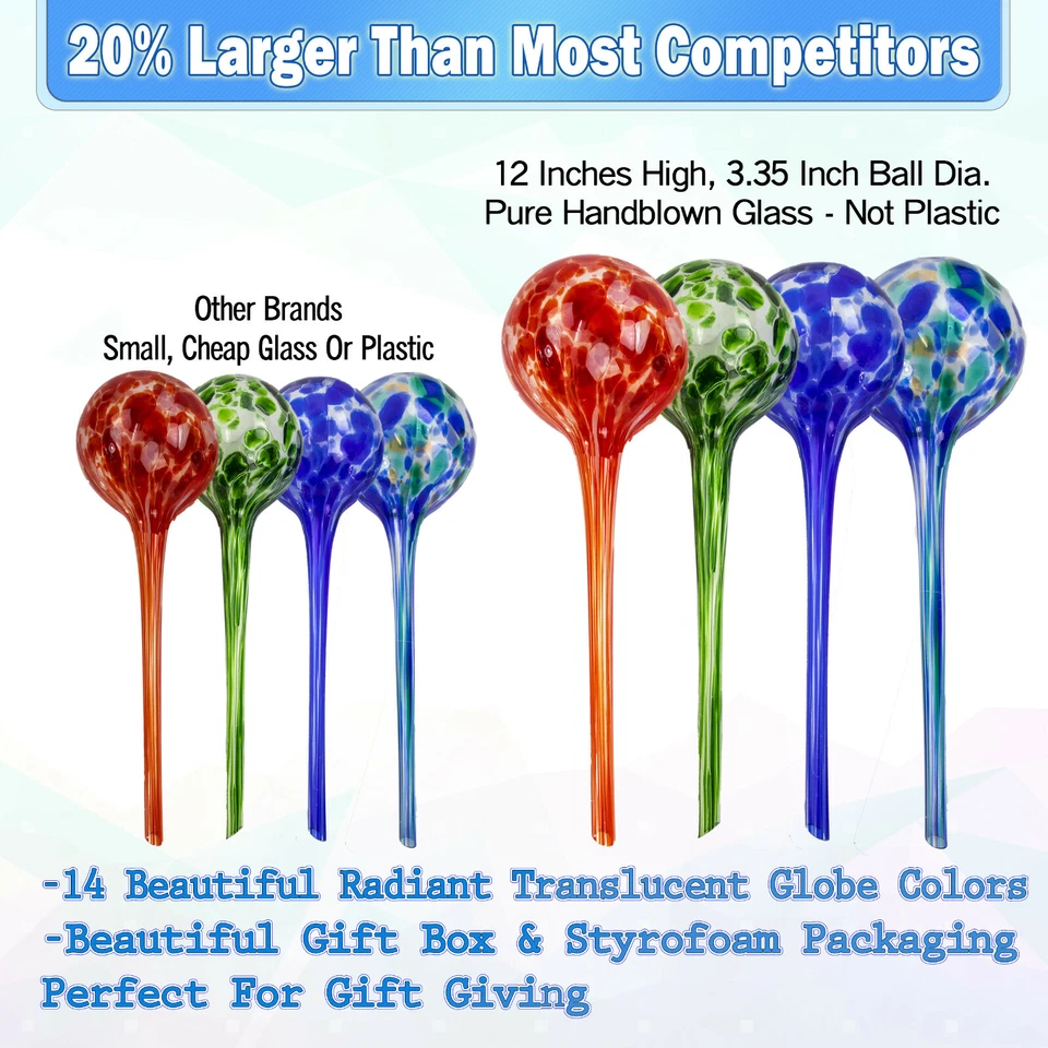 4 большие стеклянные автоматические водяные лампочки для полива растений по телевизору - Изображение 3 из 4