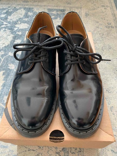 Solovair Black Hi-Shine Gibson Derby 