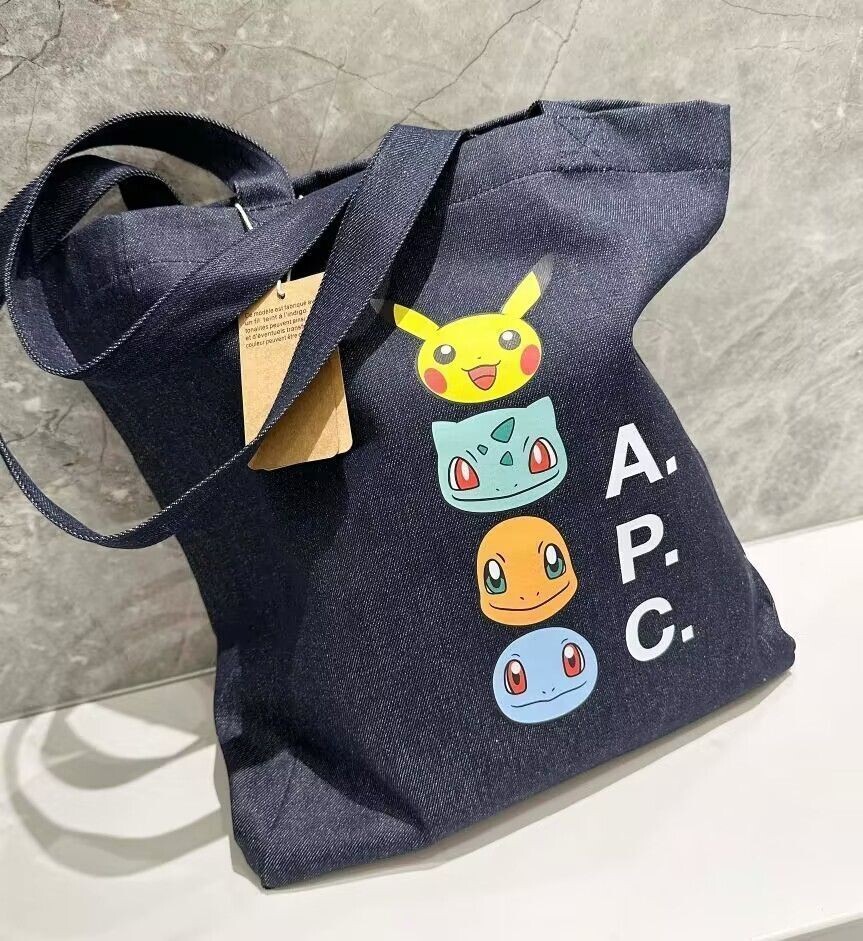 A.P.C. POKÉMON DENIM TOTE BAG Fabric Collaboration Limited