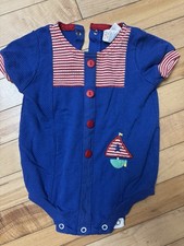 Vintage Buster Brown Onepiece Short sleeve Sailboat Retro Colorblock 6/9 Months