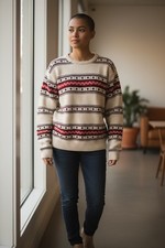 Chaps Vintage Men  s Nordic Teaneck Sweater In Beige Size L New 