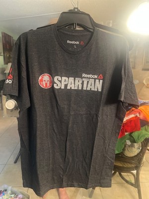 Reebok Men Activewear Top l Gray Logo Graphic Spartan Race 2017 Super Finisher