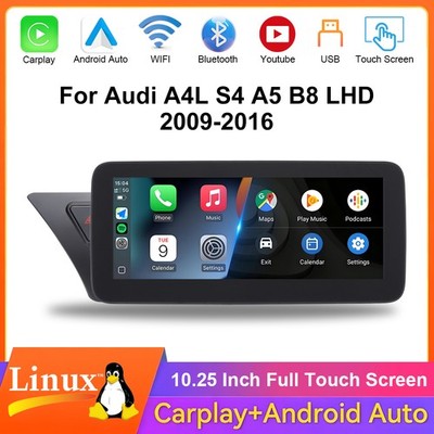 For Audi A4 B8 A5 Concert CarPlay Auto Linux Autoradio 10,25'' GPS WIFI Bluetooth
