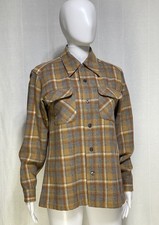Vintage Pendleton Wool Board Shirt Loop Collar Plaid USA Small 60  s 70  s