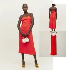 Reformation SIZE 0 Dover Sleeveless Crossback Midi Dress in Hot Days red orange