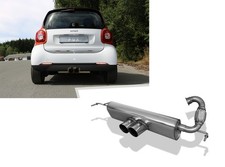 Fox Mittig Sportauspuff f&uuml;r Smart Fortwo 3 Typ 453 ab 2014 2x80mm scharf
