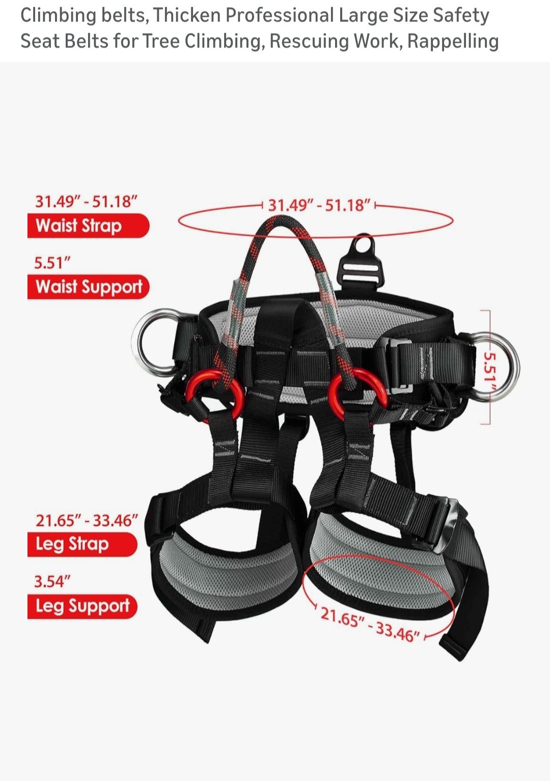 HandAcc Climbing Belt, Thicken Professional Half Body Safety Belt Tree Climbing 