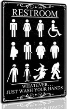 Whatever Just Wash Your Hands Funny Bathroom Sign Wall Plaque for Restroom