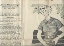 @1930s Laura Wheeler Crocheted BLOUSE Pattern...