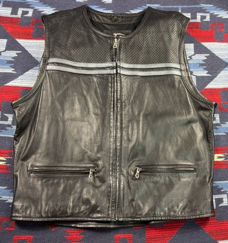 Harley-Davidson Leather Vest Riding Jacket Perforated Airflow Coat Men’s Large