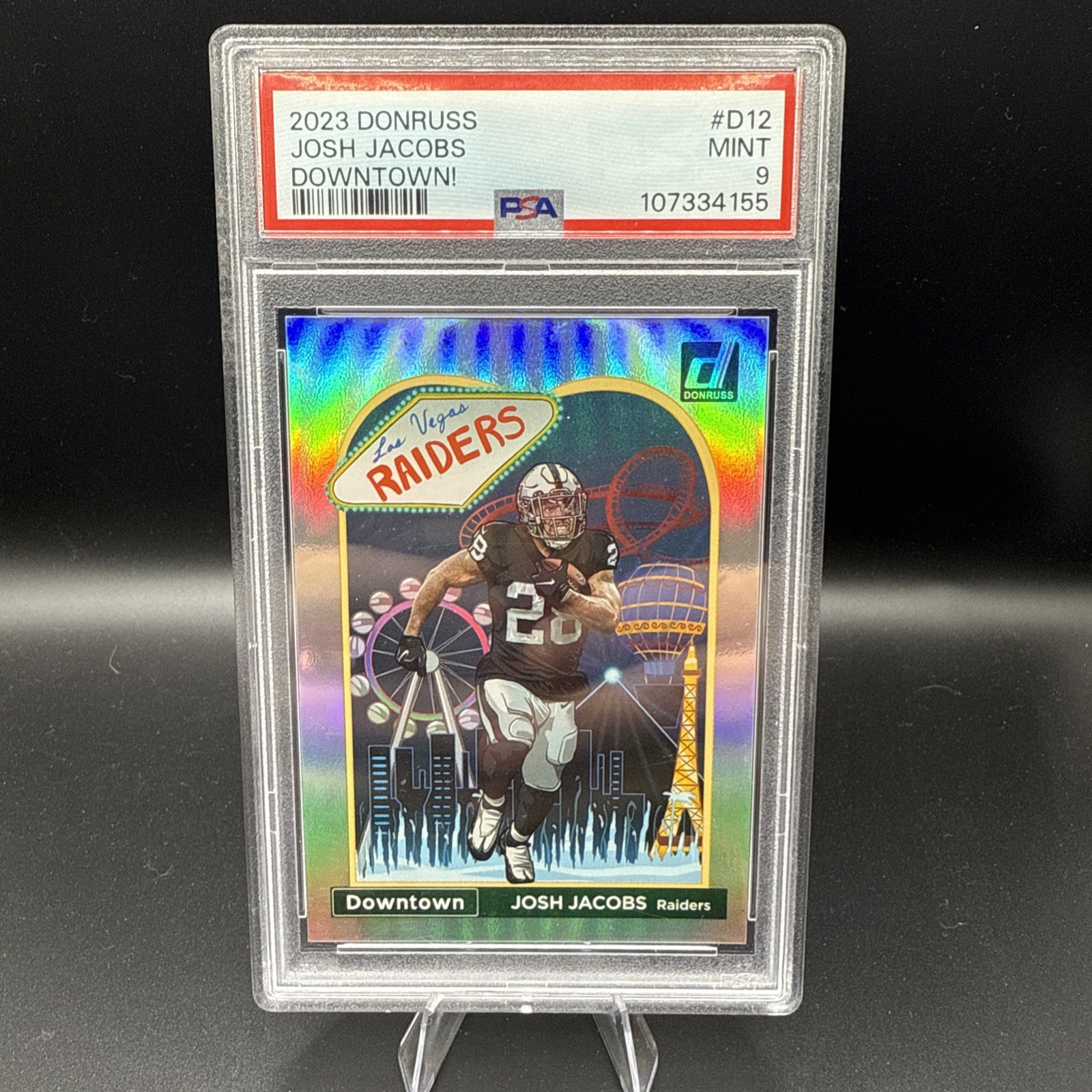 2023 Panini Donruss - Downtown! Josh Jacobs #D-12 PSA 9 Case Hit