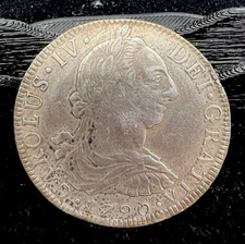 1790 Mexico Silver 8 Reales Mo FM Carolus IV with III Bust With Chopmark!!!