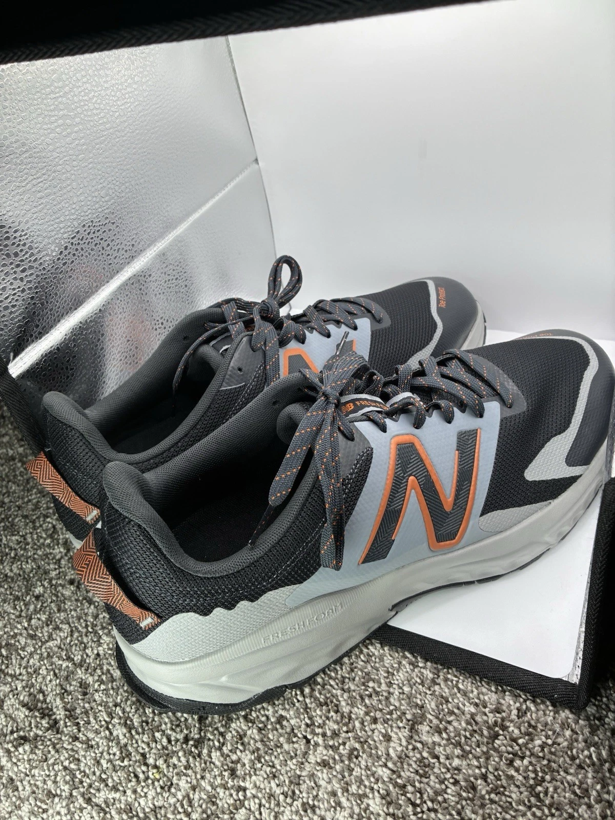 New Balance Fresh Foam 510v6 Trail Mens 15 Black Orange MT510LC6 New Running