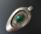 Vintage Handcrafted Malachite Silver Spoon Pendant 15g - 2.25" long — photo 1