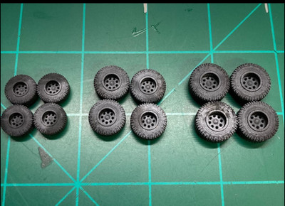 1:64 truck wheels tires ''Old School V3 AT'' 3D Printed 3 Sizes to choose from