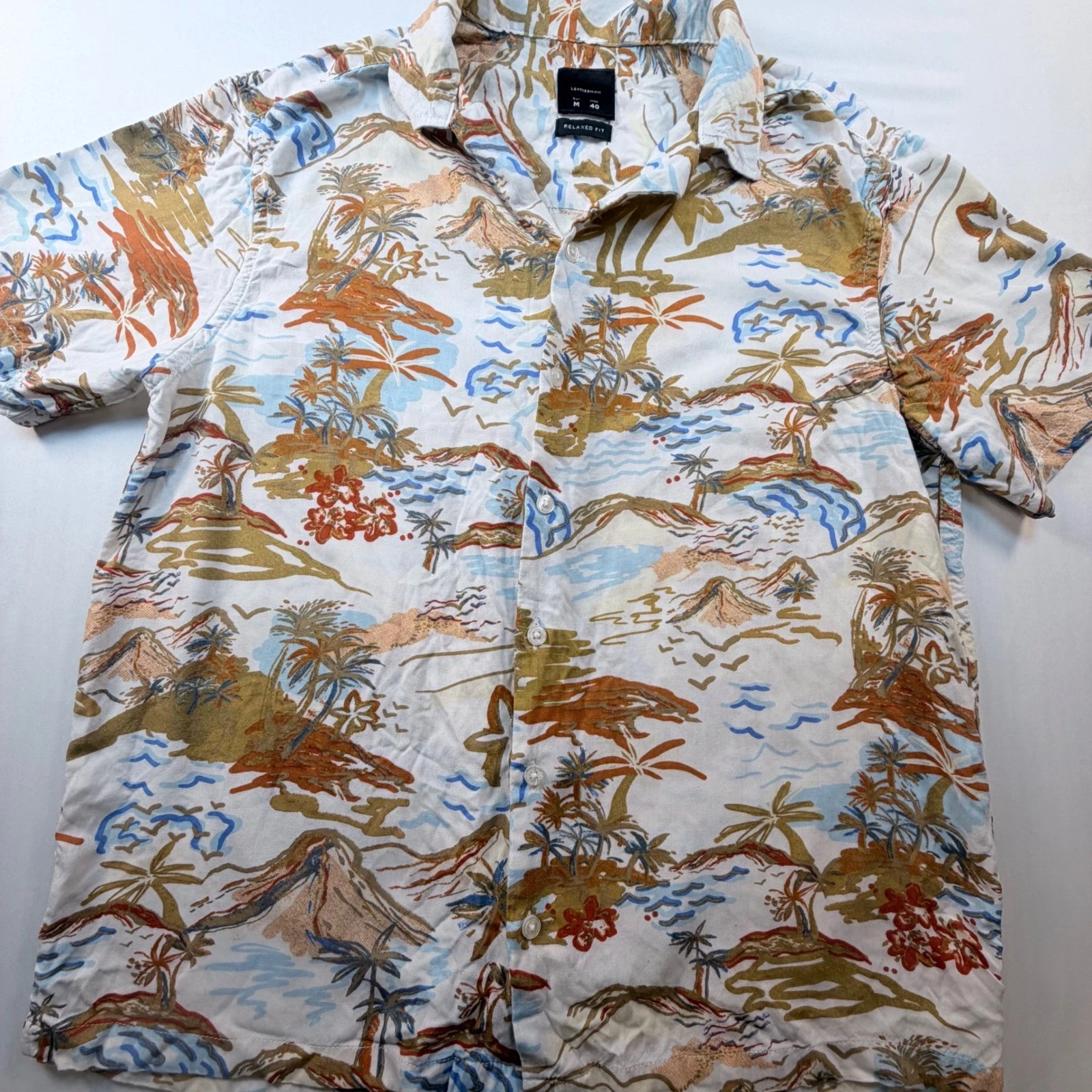 Leftiesman Hawaiian Camp Shirt Mens Medium Viscose Tropical Island Aloha
Opens in a new window or ta