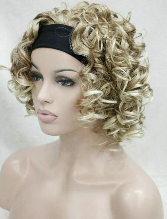 Peruca feminina espiral cachos fofa 3/4 meia cheia tiara cabelo natural perucas - Imagem 3 de 4