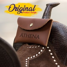 Personalized Genuine Leather Horse Saddle Bag, Real Leather Saddle Phone Holder