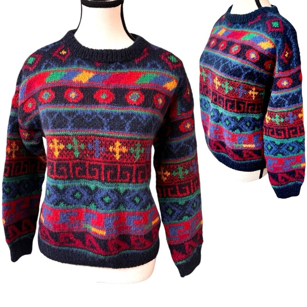 INSANE RARE 90'S 100percent ALPACA WOOL HANDMADE PERUVIAN CONNECTION SWEATER SMALL EUC image 4
