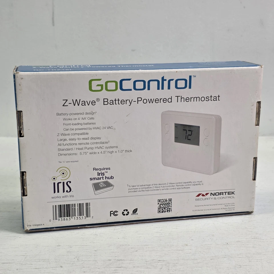 GoControl GC-TBZ48 Z-Wave Battery-Powered Thermostat - Smart Climate Control New - Image 3 of 4