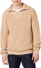 Mens Quarter-Zip Rib-Knit Relaxed-Fit Sweater