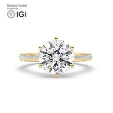 Round Solitaire Labgrown Diamond Engagement Ring 18k Yellow Gold 3.15 Ct