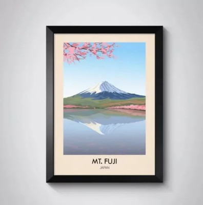 Mt Fuji Japan Travel Poster, Mount Fuji Poster, Japan Travel Poster