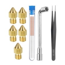 3D Nozzles Kit, 5pcs 3D Printer Brass Nozzles 1mm, 5pcs Cleaning Needles