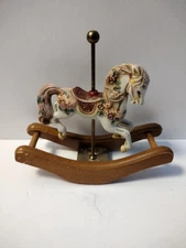 Rocking -Carousel Horse- Hand Painted -Ceramic & Wood
