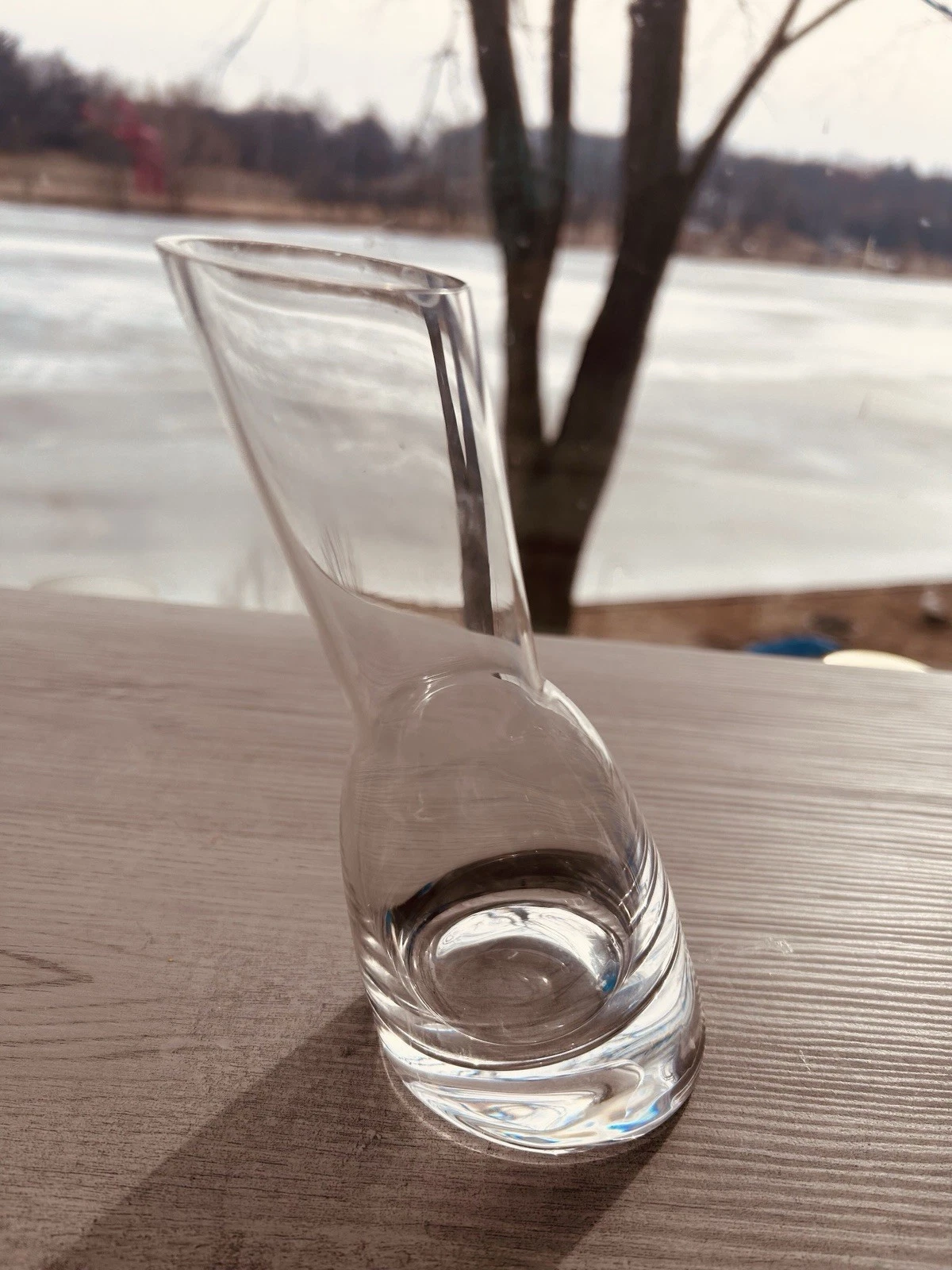 Contemporary Clear Glass Slanted Vase