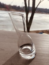 Contemporary Clear Glass Slanted Vase