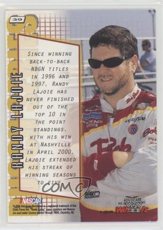 2001 Wheels High Gear First Gear Randy LaJoie #39 - Image 2 of 2