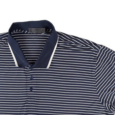 G/FORE Men's Striped Performance Golf Polo   Navy/White   XL
