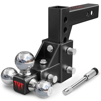 #ad TYT Adjustable Tri Ball Trailer Hitch for 2 inch Receiver 5quot; Drop Rise Triple... $79.99
