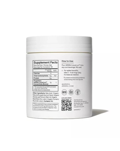 ARMRA COLOSTRUM HEALTH REVIVAL IMMUNE BARRIER SUPPORT 90 SERV. SUNGOLD APRICOT - Picture 10 of 10
