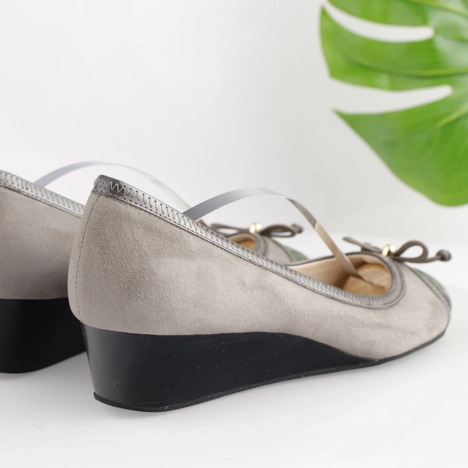 Zapatos de vestir Cole Haan para mujer Elsie II talla 10 gris gamuza moño puntera cuña Foto 3 de 4
