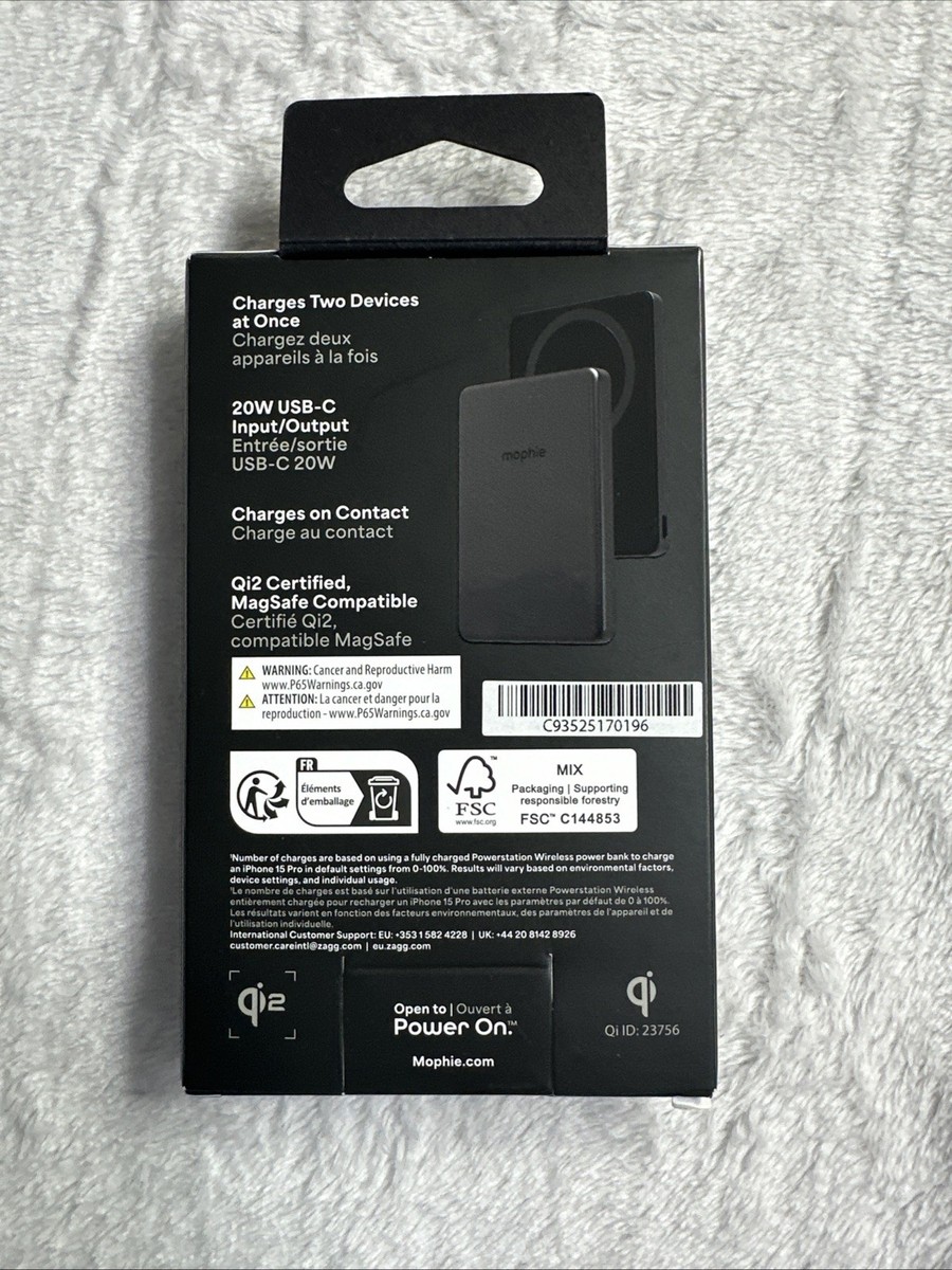 New Mophie PowerStation Wireless 15w Magnetic Power Bank QI-PS-10K