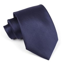 Solid Color Tie for Men Women 3.15" L57 W3.15in Diagonal Stripes Navy Blue