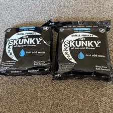 SKUNKY 60 Second Shower Rinse Free Bath Sponges 2 Packs 50 Sponges