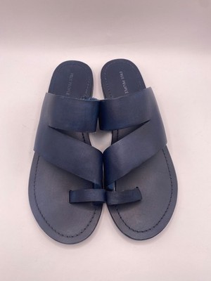 Free People Womens Abilene Navy Midnight Hour Leather Toe Loop Sandals Sz 9.5