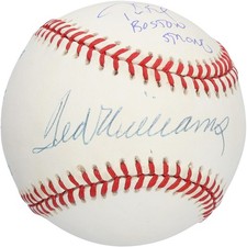 Ted Williams & Tom Brady Autographed Baseball with Boston Strong Insc - Beckett